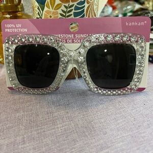 Rhinestone Sunglasses - Silver